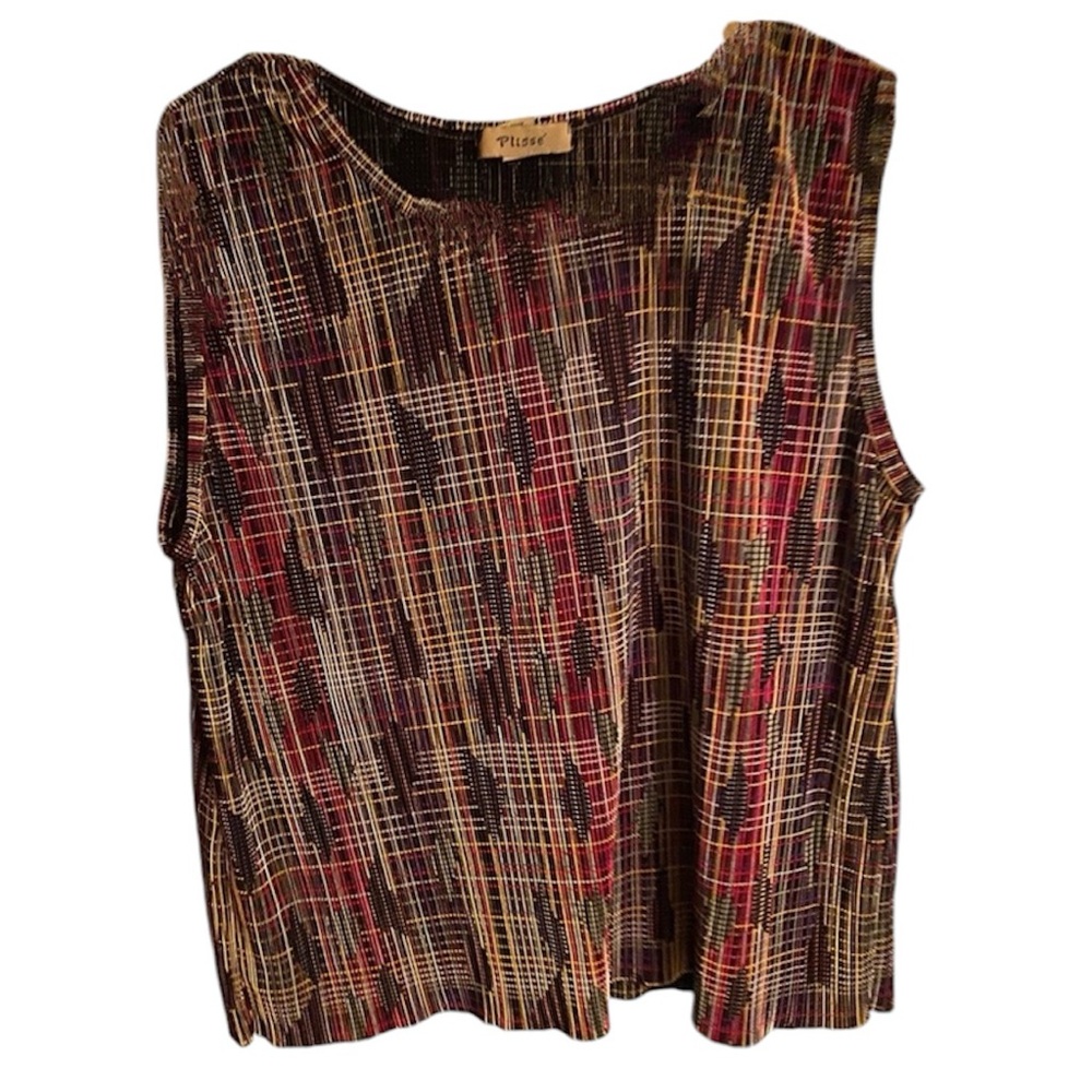 ❤️🩶🖤Vintage plaid woman’s large sleeveless top